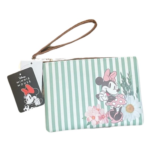 Disney Handbags - NWT Disney Minnie Mouse Green Stripe Wristlet